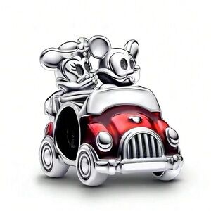 S925 Sterling Silver Disney Inspired Mickey & Minnie Red Car Charm - NWOT